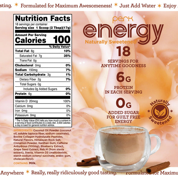 Energy Naturally Sweetened Lactose Free CAFFEINE-FREE Horchata