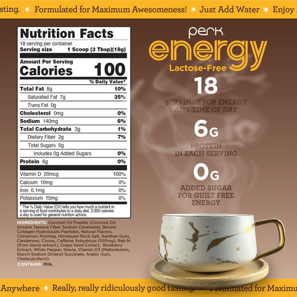 Energy Naturally Sweetened Lactose Free Chai Latte Flavor