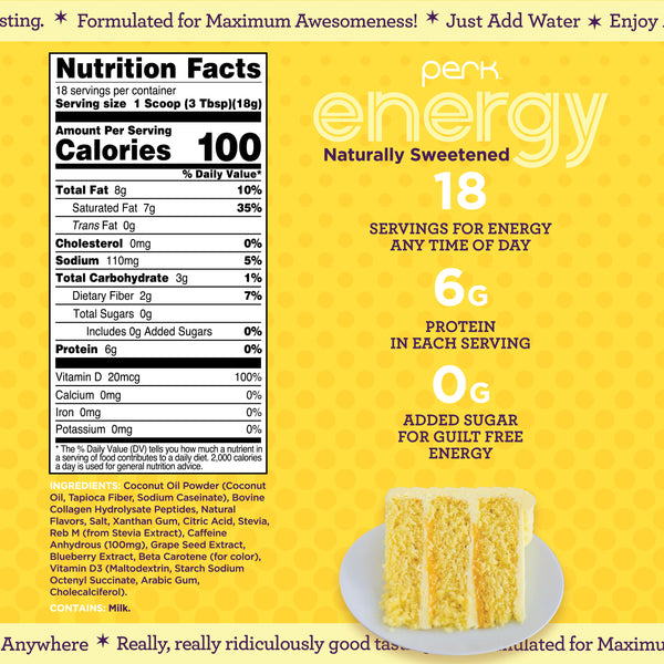 Energy Naturally Sweetened Lactose Free Lemon Cake