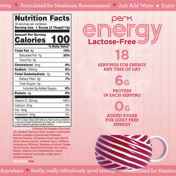 Energy Naturally Sweetened Lactose Free White Chocolate Peppermint Pretzel (18 servings)